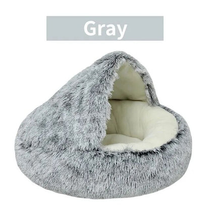 Soft Plush Round Cat Bed Pet Mattress Warm Comfortable Basket Cat Dog 2 in 1 Sleeping Bag Nest for Small Dogs