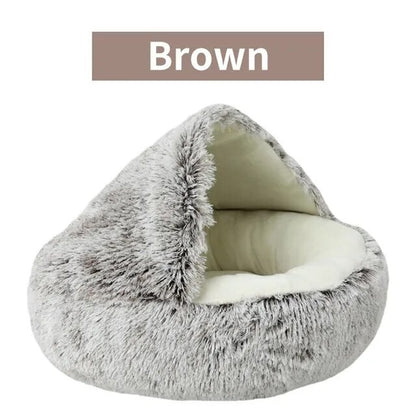 Soft Plush Round Cat Bed Pet Mattress Warm Comfortable Basket Cat Dog 2 in 1 Sleeping Bag Nest for Small Dogs